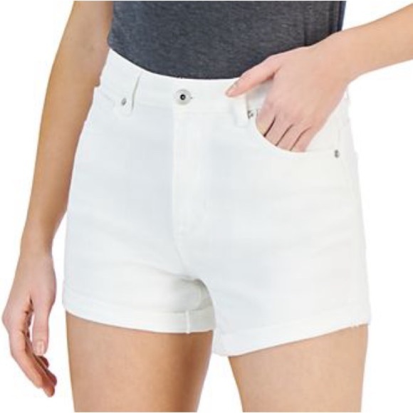 074 Nine West | Jordan NWT White Stretch Denim Shorts Cuffed Hem (Size 6,28) - Picture 9 of 12